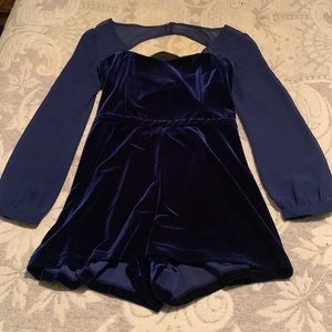 Topshop Blue Velvety Romper